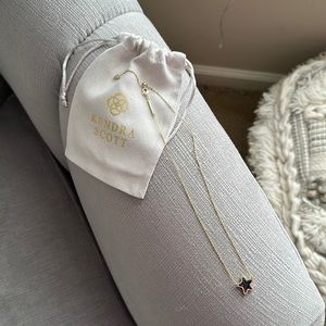 Brand New Kendra Scott Jae Star Gold Pendant Necklace in Black Drusy